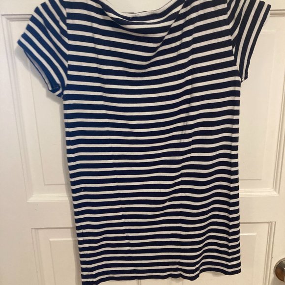 Ralph Lauren Blue and White Stripe Boat Neck T-Shirt Women's Size M - Picture 4 of 8